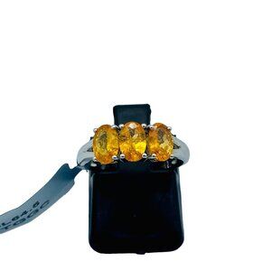 NWT TGGC Sterling Silver 3 Orange Gemstone Ring Size 5 Designer